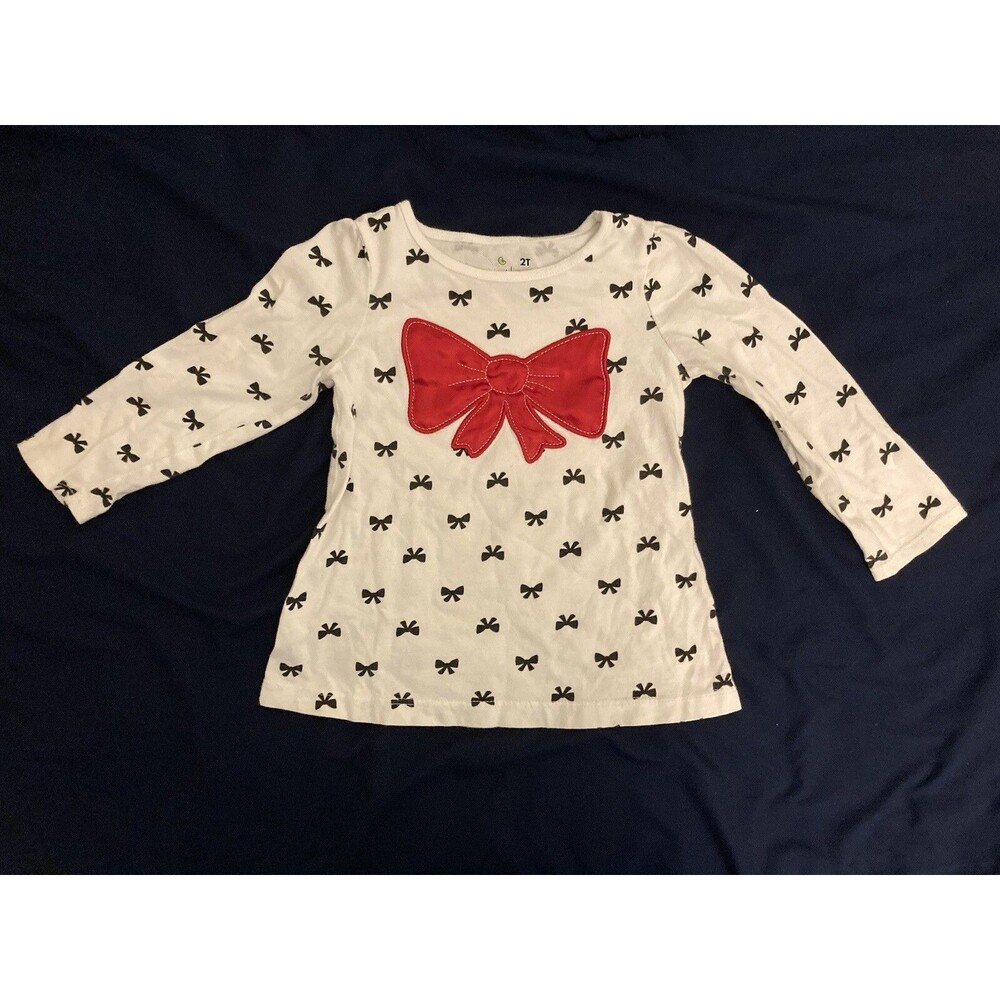 2T Jumping Beans baby girl clothes - one piece long sleeve top | bow theme